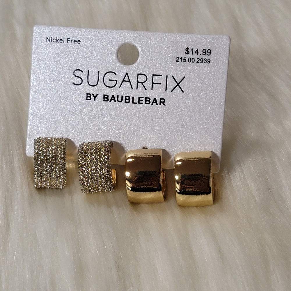 Baublebar sugar fix 2 pack gold cuff earrings